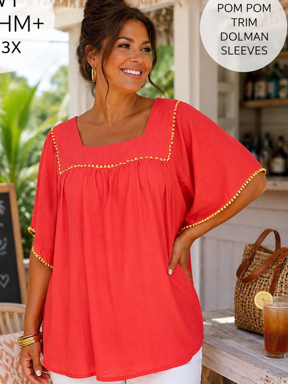 NWT RETHM,3X,Gorgeous Tassel Embellished Top, Dolman Sleeves, Size 3X